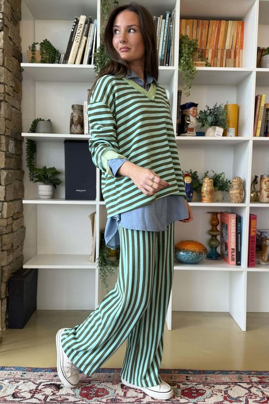 Shoreditch Classic V Sweat Spearmint & Khaki